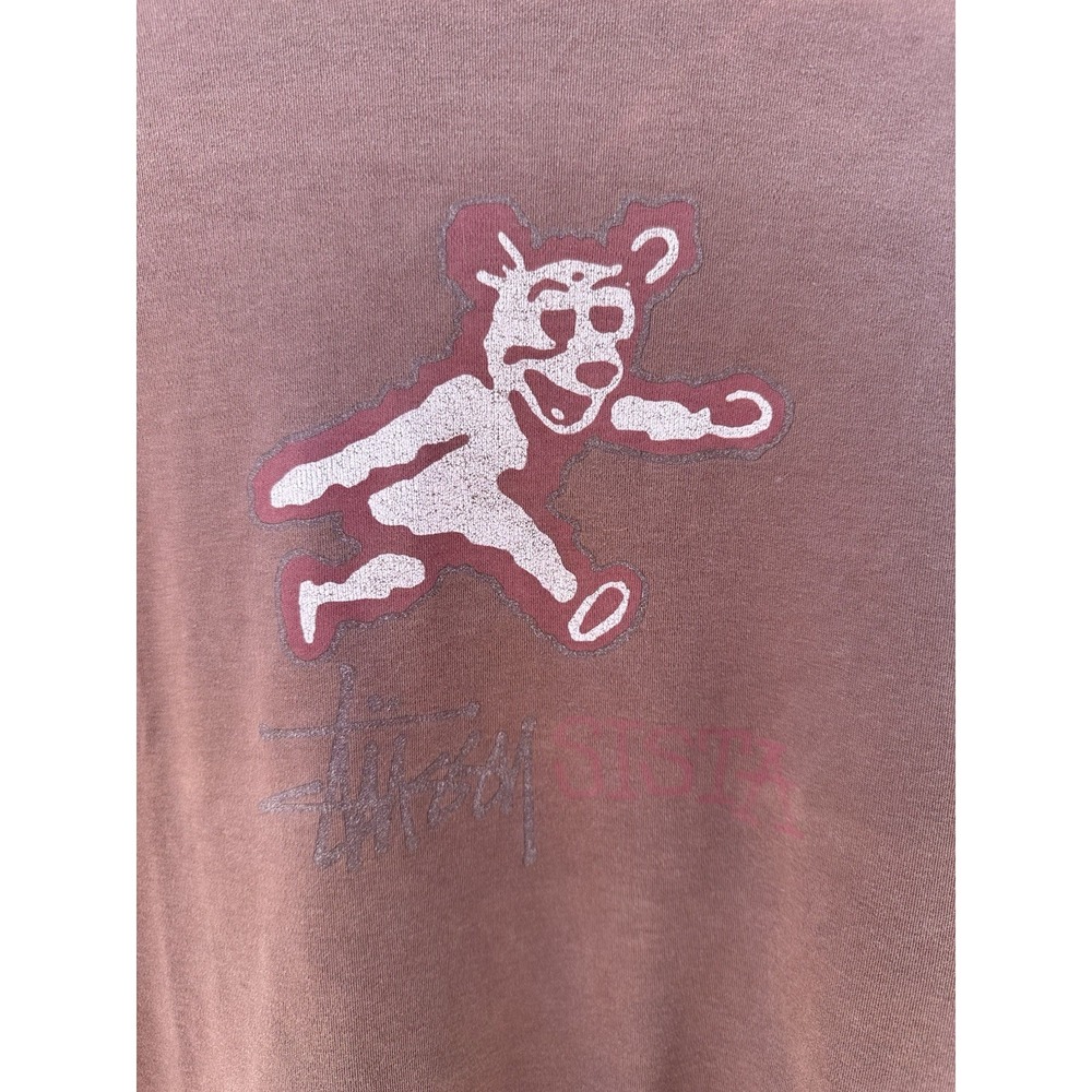 Vintage 90s Stussy Sista Garment Co Bear Ringer Tee Size Large - Picture 2 of 8